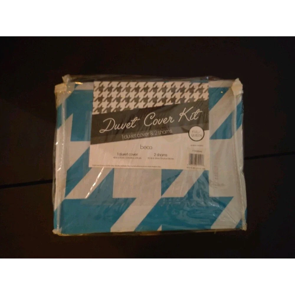 Beco Home Duvet Cover Kit Blue Turquoise Pattern DUVET COVER 2 SHAMS full/queen